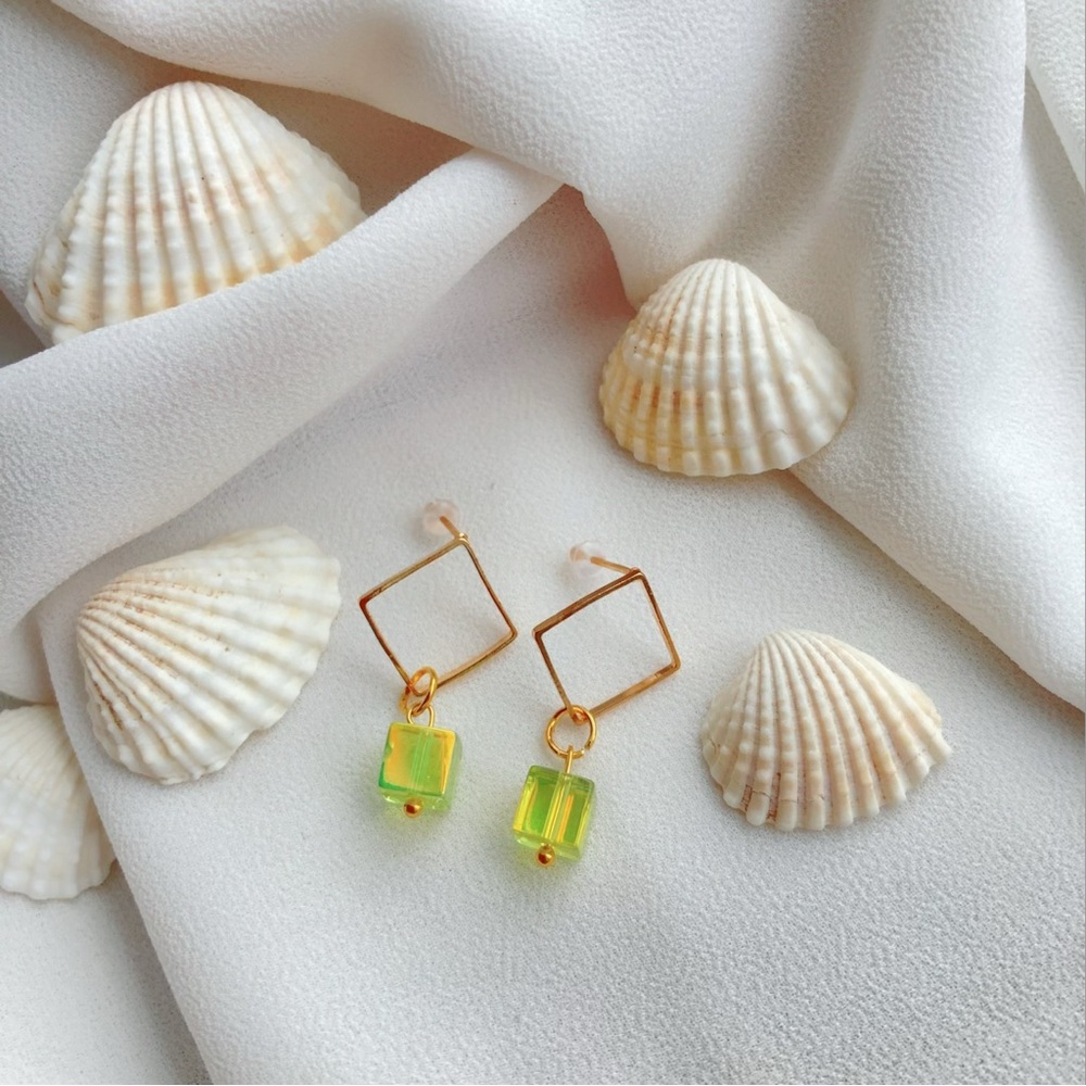 ❤️2for$12 Geometric Minimalist square green gold Earring For Women Christmas